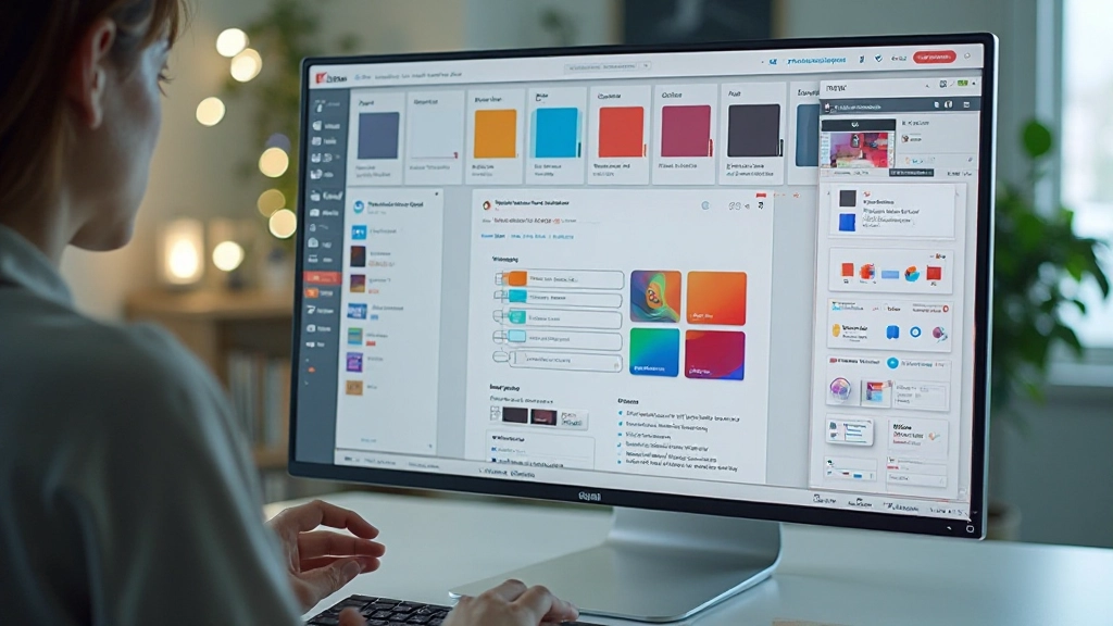 Design system library in Figma showing color palette, typography scales, button components, and icon sets organized in neat grid