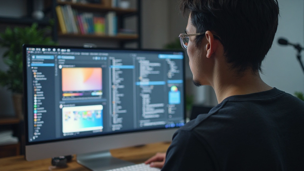 Developer using Figma Inspect tab to extract design specifications, measurements, CSS code, and asset files from design components