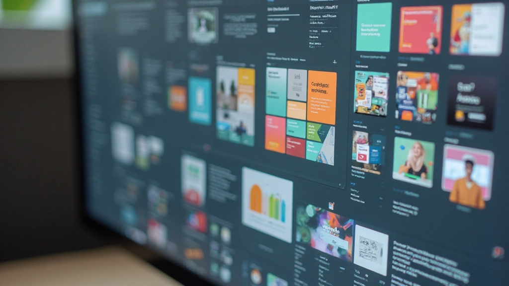 Detailed view of Figma workspace showing design system library with components, color palette, typography scales, and organized asset panels