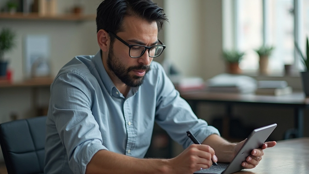 Person testing Figma prototype on tablet with stylus, reviewing interactive flows and gestures in presentation mode